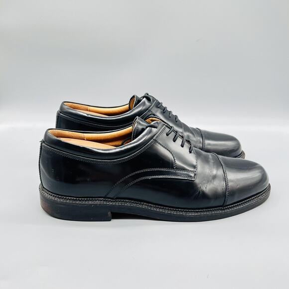 Johnston & Murphy Shoes Mens 10 Black Leather Cap Toe Derby Oxford Dress Italy main image 10